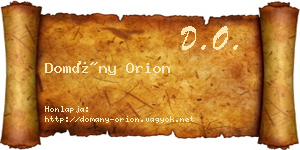 Domány Orion névjegykártya